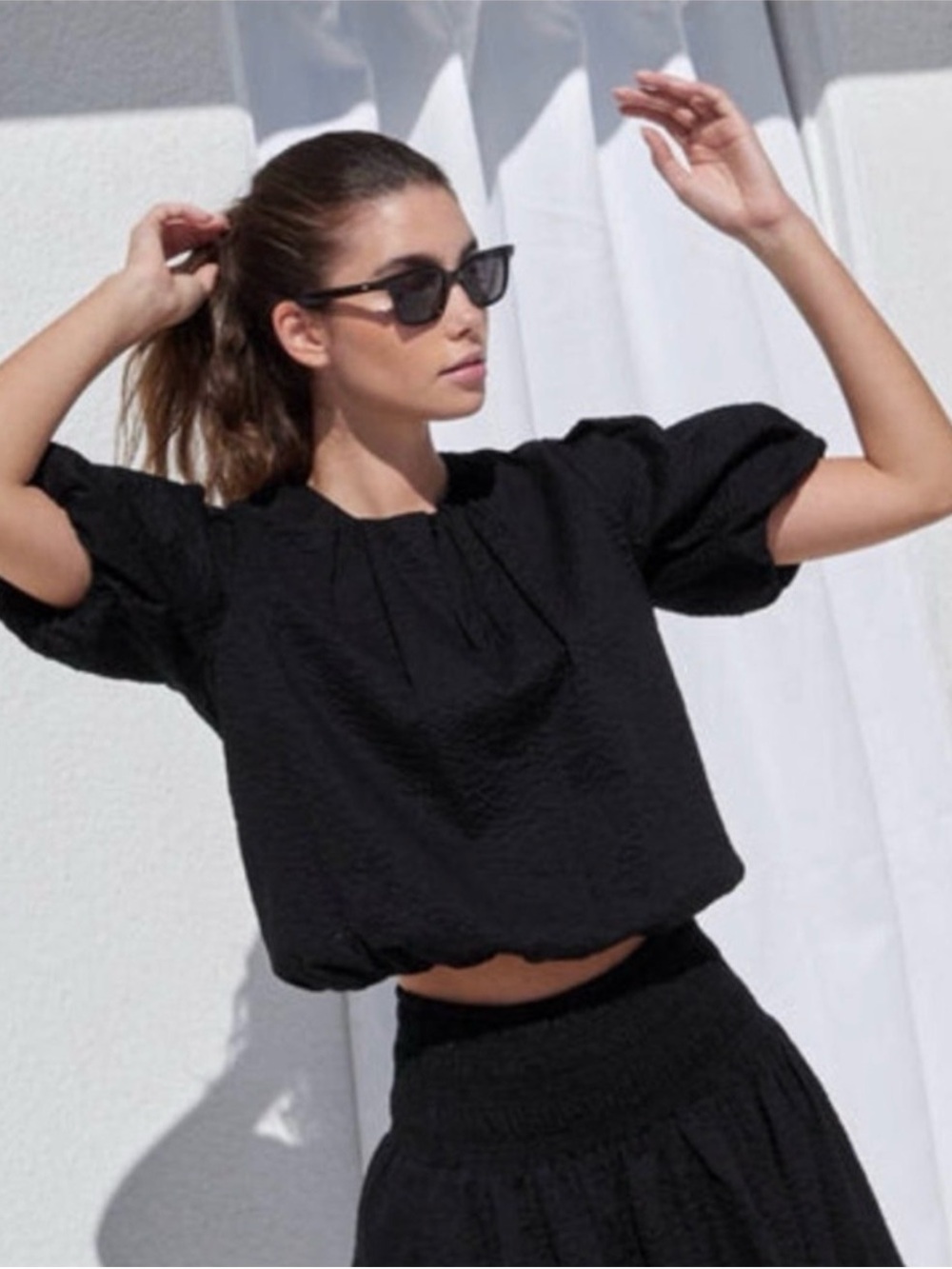 AYR Women’s Black Puff Sleeve Top - Size Small